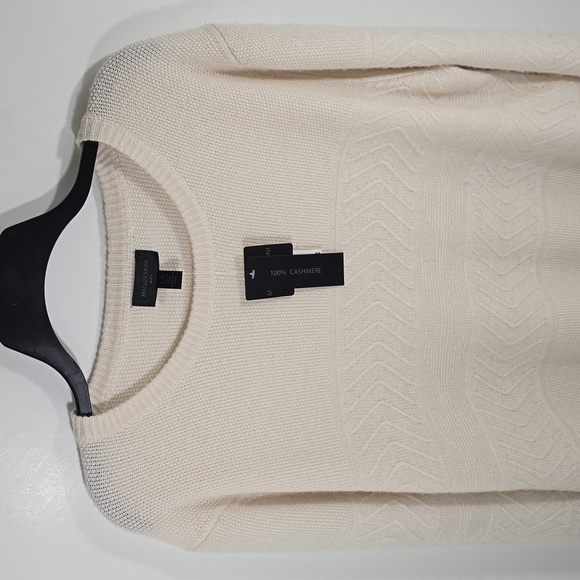 {Magaschoni} Mens 100% Cashmere Cream Fairisle Pullover Sweater - Large - Picture 6 of 15